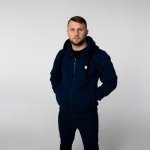 Granatowa bluza na zamek męska z kapturem