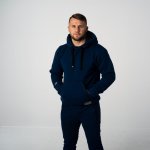 Granatowa bluza kangurka męska z kapturem Prestige