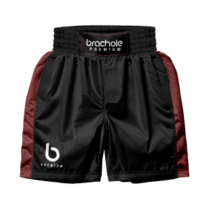 Czarno-bordowe olimpijskie spodenki do boksu Premium