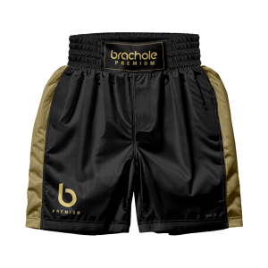 Czarno-złote Profesjonalne spodenki bokserskie Brachole Shine