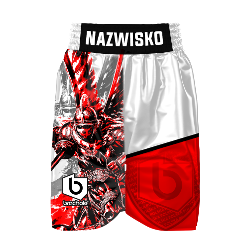 Białe Spodenki Bokserskie Męskie z Grafiką HUSARII