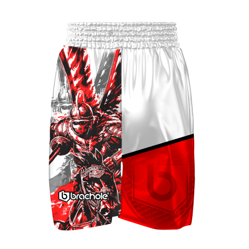 Białe Spodenki Bokserskie Męskie z Grafiką HUSARII