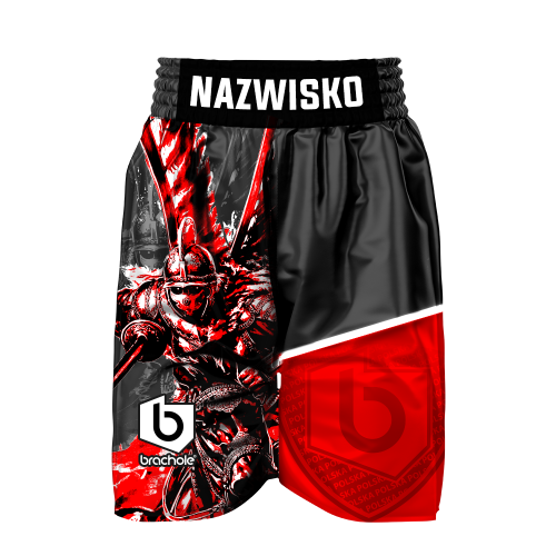 Czarne Spodenki Bokserskie Męskie z Grafiką HUSARII