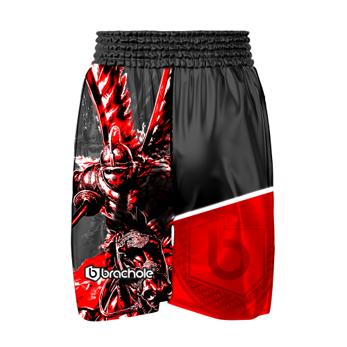 Czarne Spodenki Bokserskie Męskie z Grafiką HUSARII