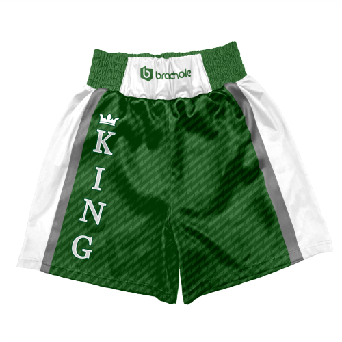 Biało-zielone spodenki bokserskie męskie KING