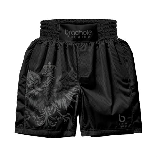 Czarne profesjonalne spodenki bokserskie Polska Dark