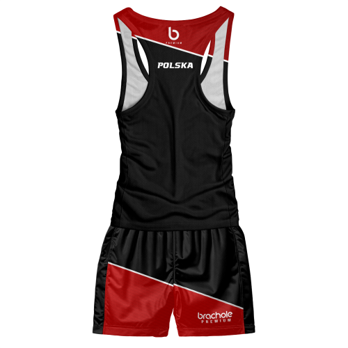 Czarno-czerwony strój sportowy męski Polska Red Czarno-czerwony strój sportowy męski Polska Red.tył.png