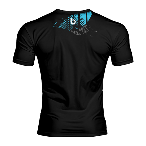 Niebieska Profesjonalna Koszulka Treningowa Męska Glom Blue Dynamiczna Koszulka Treningowa z Poliestru Glom Blue.tył.png