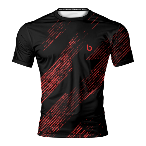 Czarno-czerwona koszulka męska sportowa Raw Red Czarno-Czerwona Koszulka Męska Sportowa Raw Red.przód.png