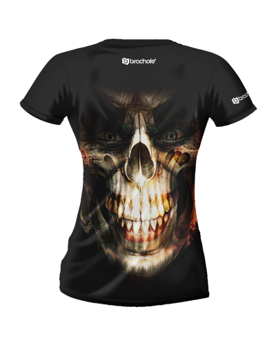 Czarna damska koszulka treningowa Czaszka