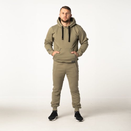 Oliwkowa bluza  kangurka męska z bawełny Oliwkowa bluza  kangurka męska z bawełny