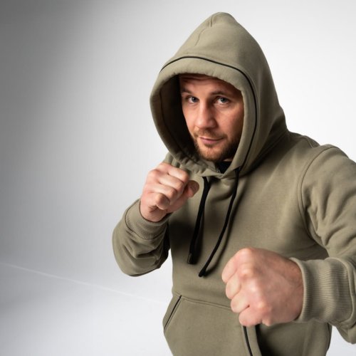 Oliwkowa bluza  kangurka męska z bawełny Najwyższej jakości bluza z kapturem Brachole