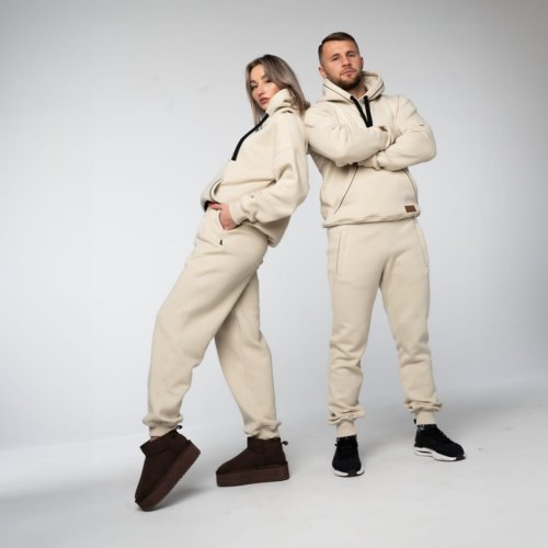 Kremowy dres męski komplet bawełniany Kremowe komplety bawełniane Brachole