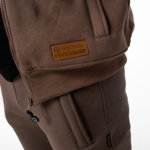 Brązowy komplet dresowy męski bawełniany Prestige Brązowe spodnie dresowe męskie Joggery Brachole