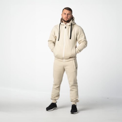 Kremowy dres męski bawełniany wysokiej jakości