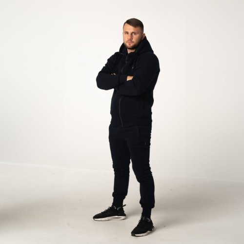 Stylowy czarny dres męski bawełniany Prestige Stylowy czarny dres męski bawełniany Prestige