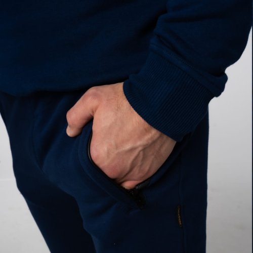 Granatowy dres męski bawełniany wysokiej jakości Prestige Granatowe spodnie dresowe męskie z kieszeniami joggery