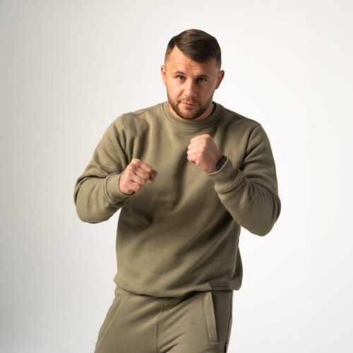 Oliwkowa bluza  męska z bawełny Brachole Oliwkowa bluza  męska z bawełny Brachole