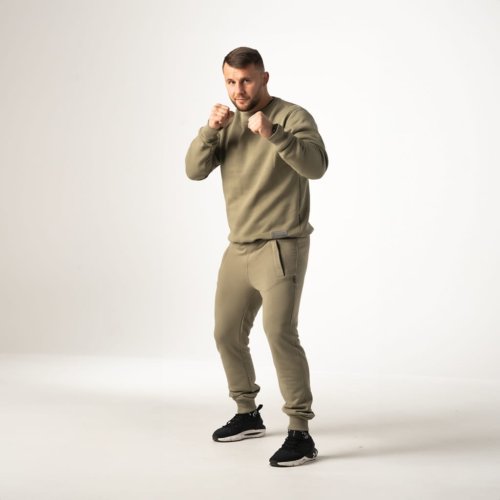 Oliwkowa bluza  męska z bawełny Brachole Oliwkowa klasyczna bluza męska Brachole