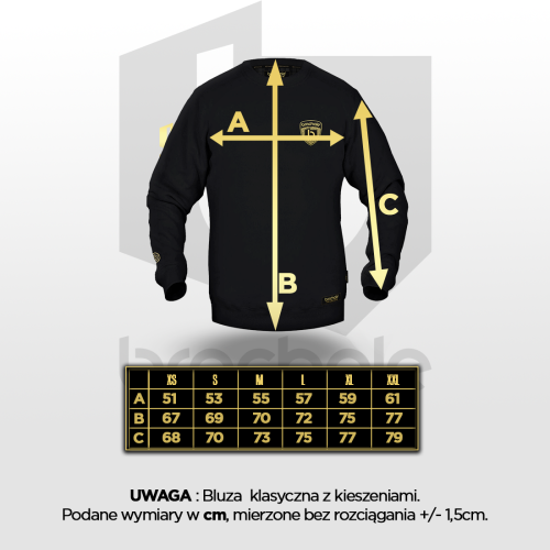 Czarny dres męski bawełniany Premium Tabela rozmiarów