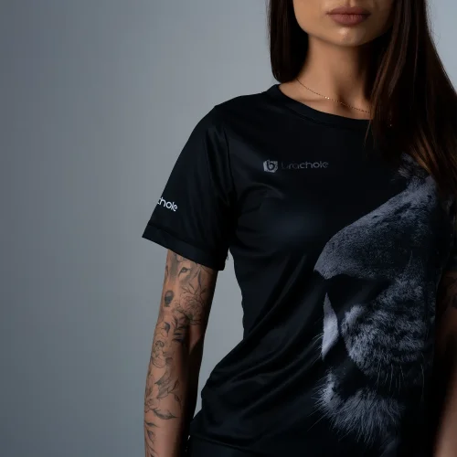 Czarna koszulka sportowa z grafiką Lwa