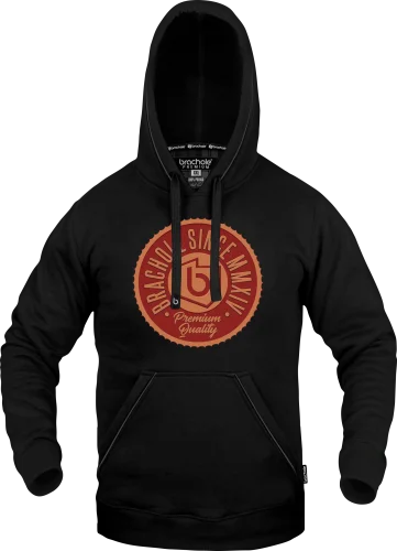 Czarna bluza kangurka dla mężczyzn ROUND SHIELD-Stylowa Czarna Bluza dla Mężczyzn