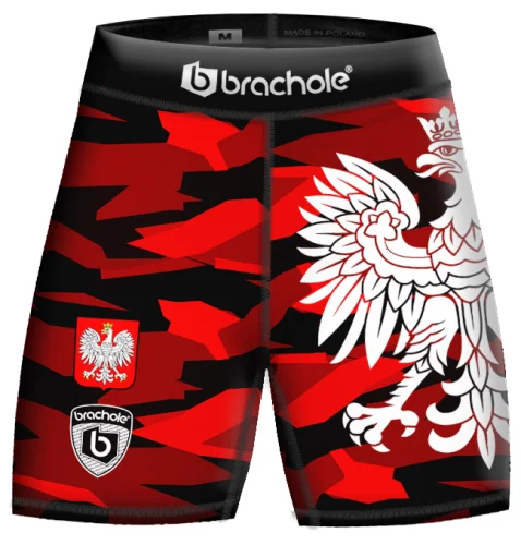 Czarno-czerwone męskie spodenki kompresyjne Polska