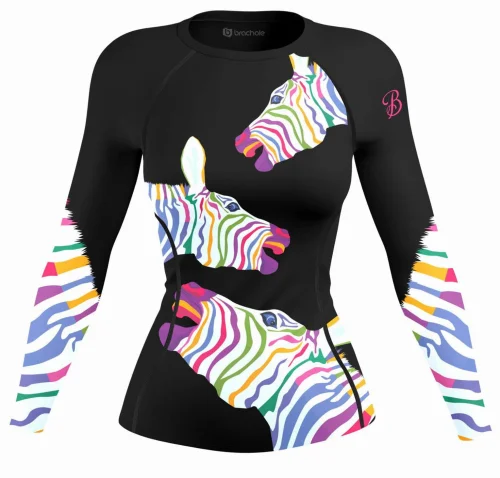 Rashguard Damski Długi Rękaw Zebra
