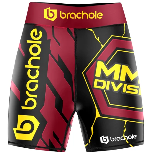 Czarno-czerwone spodenki kompresyjne męskie dla sportowców MMA DIVISION
