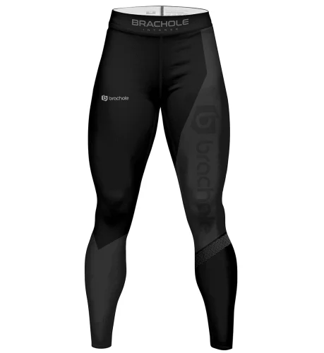 Legginsy męskie do biegania Czarne Plate