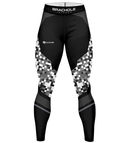 Legginsy męskie do fitnessu Pixel Szare