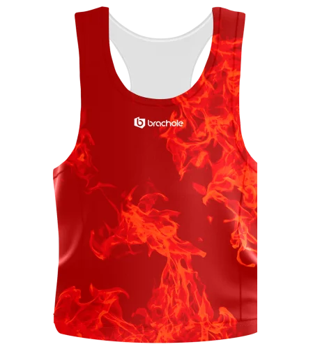 Czerwony męski tank top ringowy Ogień