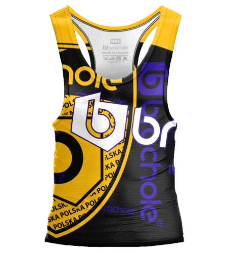 Czarny tank top na siłownię Logo Żółte Brachole