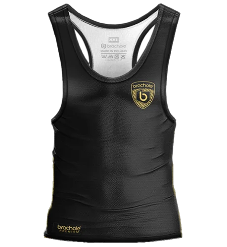 Czarny Tank top męski na siłownię Premium Tarcza