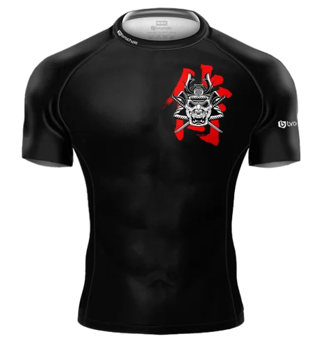 Rashguard Krótki SAMURAI Czarny samuraj czarny przod.png