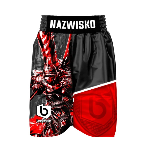 Czarne Spodenki Bokserskie Męskie z Grafiką HUSARII