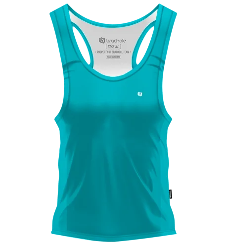 Błękitny tank top damski na siłownię