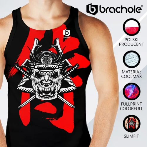 Biały tank top męski do ćwiczeń Japanese