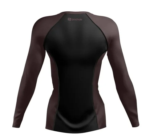 Brązowy Rashguard damski długi rękaw BASIC BROWN tył Rashguard Damski.jpg