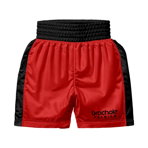 Czarno-czerwone Profesjonalne spodenki bokserskie Brachole Premium Czarno-czerwone Profesjonalne spodenki bokserskie Brachole Premium.tył.png