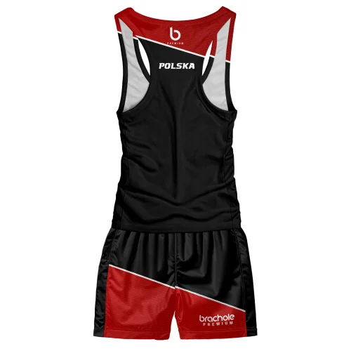 Czarno-czerwony strój sportowy męski Polska Red Czarno-czerwony strój sportowy męski Polska Red.tył.png