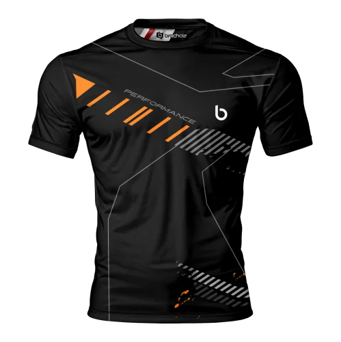Czarna koszulka męska sportowa Perfo Orange Czarna koszulka męska sportowa Perfo Orange. przód.png