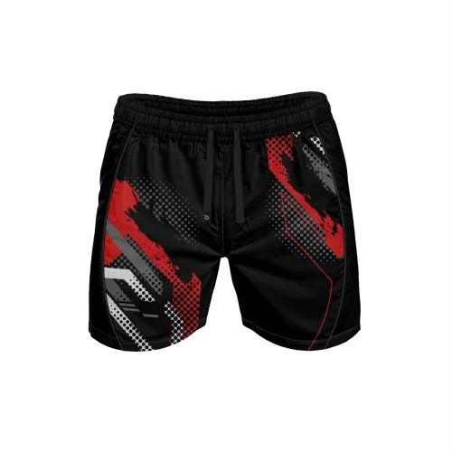 Czarne spodenki sportowe męskie z kieszeniami Nitra Red Czarne spodenki sportowe męskie z kieszeniami  Nitra Red.przód.png