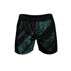 Czarno -zielone spodenki sportowe męskie z kieszeniami Raw Green