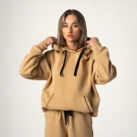 Beżowa bluza kangurka dla kobiet oversize