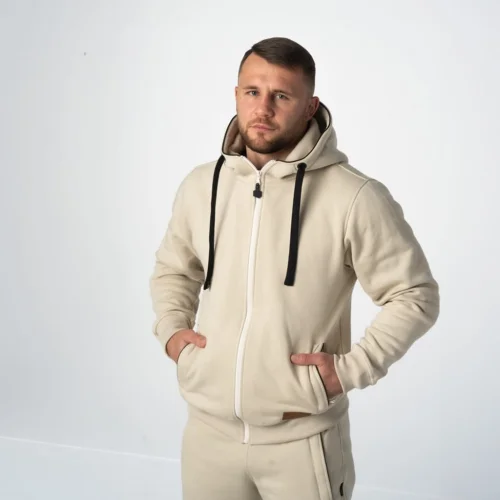 Jasno-kremowa bluza rozpinana męska Jasno-kremowa bluza rozpinana męska
