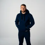 Granatowa bluza kangurka męska z kapturem Prestige