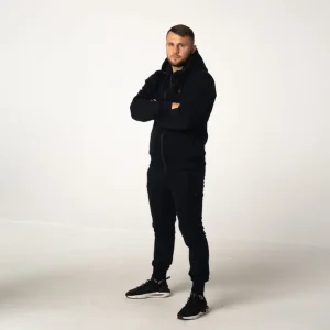 Stylowy czarny dres męski bawełniany Prestige