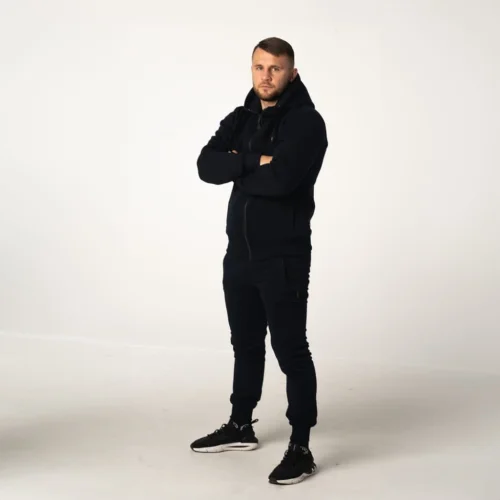 Stylowy czarny dres męski bawełniany Prestige