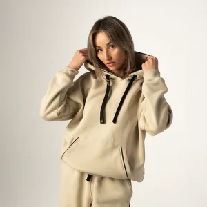 Kremowa bluza kangurka oversize dla kobiet
